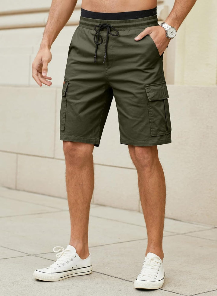 JMIERR Kurze Hosen Herren Baumwolle Cargo Shorts Herren Sommer Freizeithose mit Taschen L C Grün, L