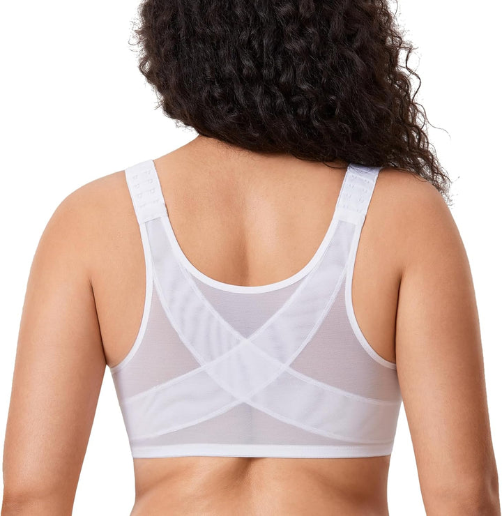 DELIMIRA Damen Haltungskorrektur BH mit Vorderverschluss BH Grosse Brüste Starker Halt mit Bügel Sof