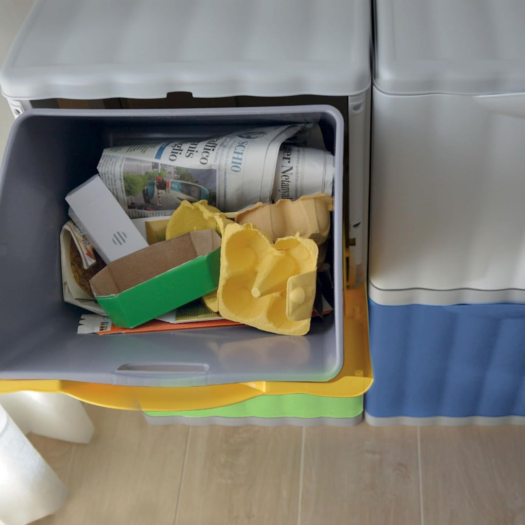Hummelladen Mülleimer 20 Liter mit Kippfunktion Modulsystem Gelb - 40x40x30cm - seperater Eimer - Mü