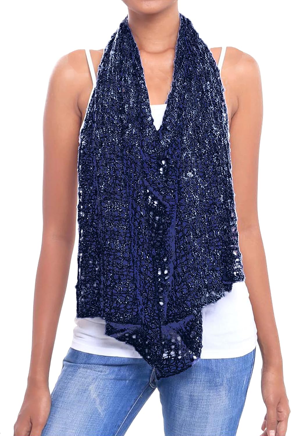 JOPHY & CO. Damen-Poncho aus Netzstoff, Strickoptik, schulterfrei, für Sommer und Frühling, leicht u