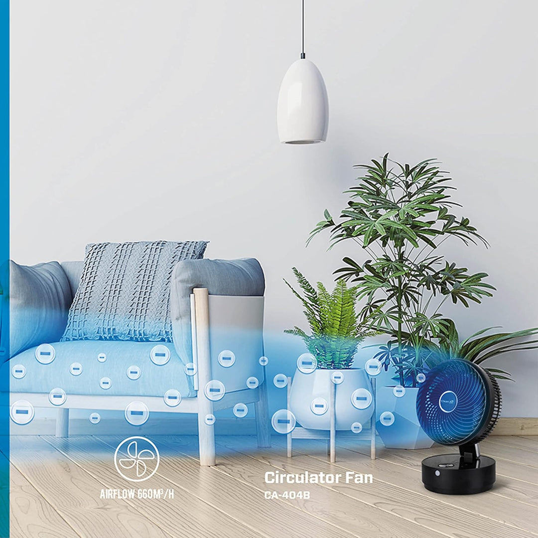 Clean Air Optima CA-404 - Design Zirkulator Ventilator mit Ionisator - Ultraleise automatische Schla