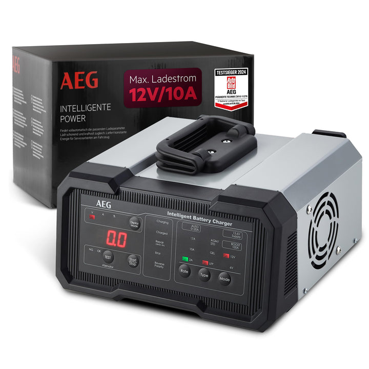 AEG Batterieladegerät CW10 lädt alle 6 V und 12 V Batterien, umfangreicher Sicherungsschutz, mit Lad