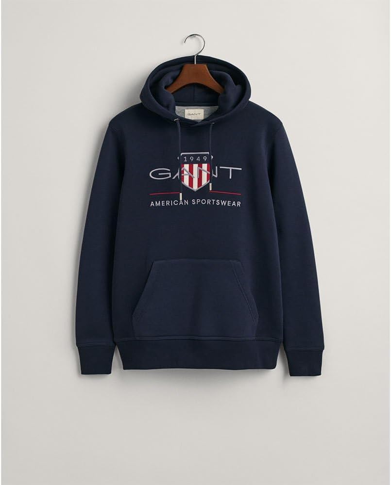 Gant Herren Reg Archive Shield Hoodie Kapuzenpullover (1er Pack) S Evening Blue, S Evening Blue