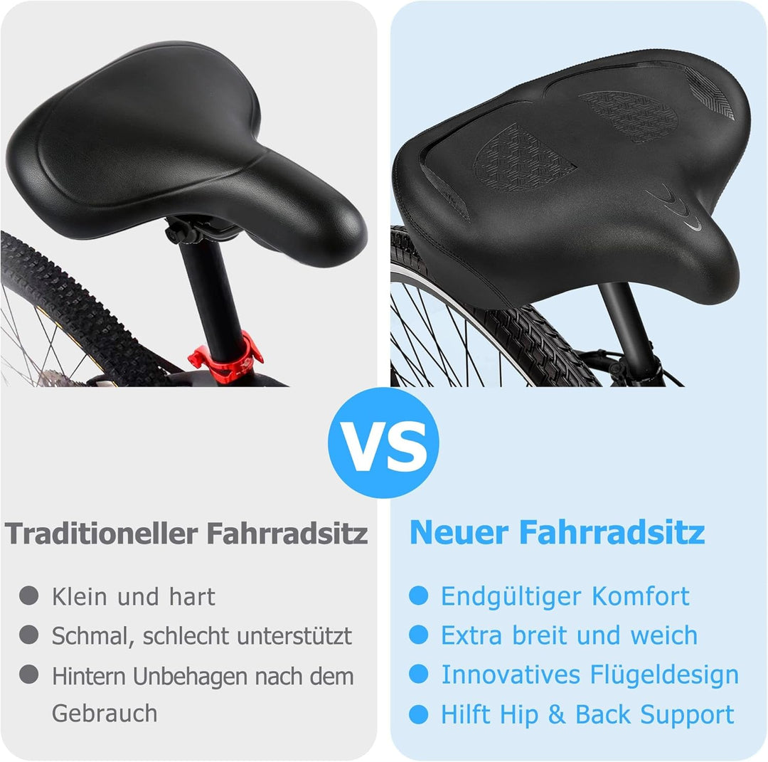 Übergrosser Fahrradsattel Herren Damen Bequem, Extra Breit Weich Schaum Gepolstert Fahrradsitz Ergon