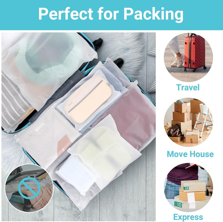 Reisebeutel, 50 Stück Zip Beutel Kleidung, 40 * 35cm Plastikbeutel Verschliessbar für Kleidung, Zip-