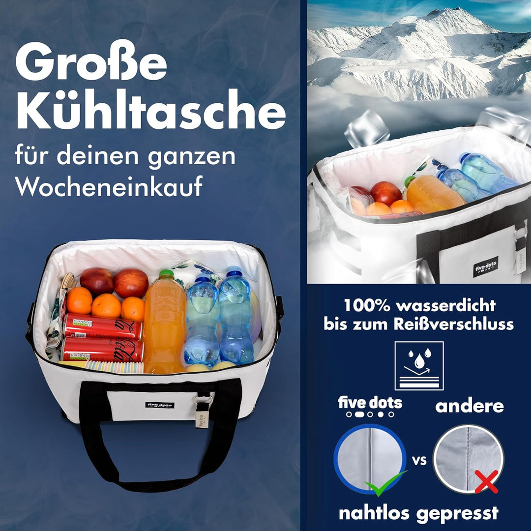 Kühltasche faltbar zum Einkaufen & Picknick - Kühltasche gross Auto als Thermotasche & Picknicktasch