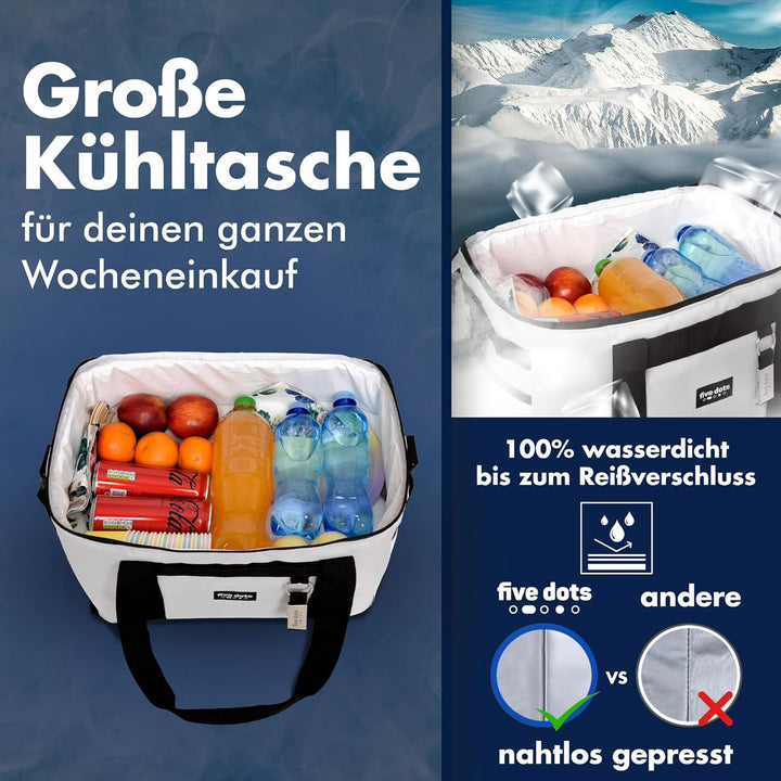 Kühltasche faltbar zum Einkaufen & Picknick - Kühltasche gross Auto als Thermotasche & Picknicktasch