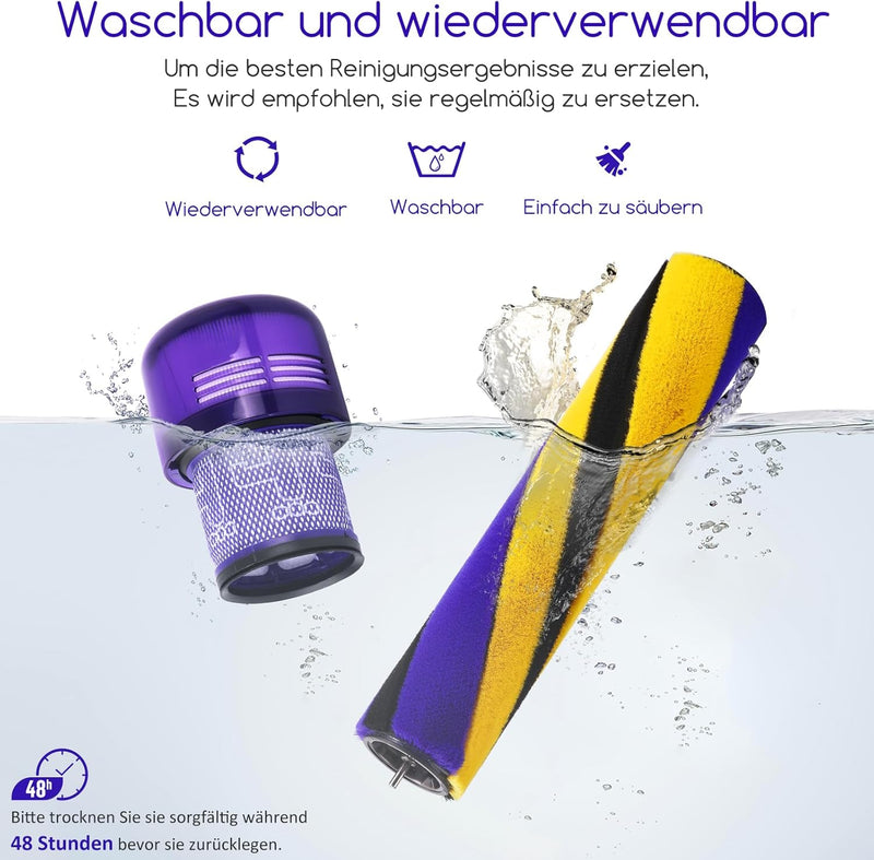 V12 Bürste für Dyson V12 Detect Slim Absolute Bürstenwalze Bürsten, Staubsauger Rolle Ersatzteile, S