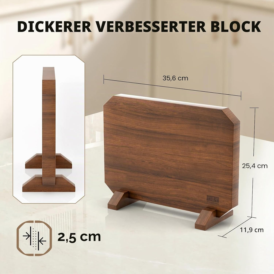 HOSHANHO Messerblock Magnetisch ohne Messer, Verdicktem Magnet Messerhalter aus Akazienholz, Extrast