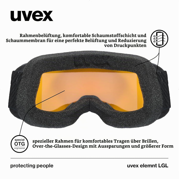 Uvex Unisex Elemnt Lgl Skibrille (1er Pack) Einheitsgrösse black/lasergold lite-clear, Einheitsgröss