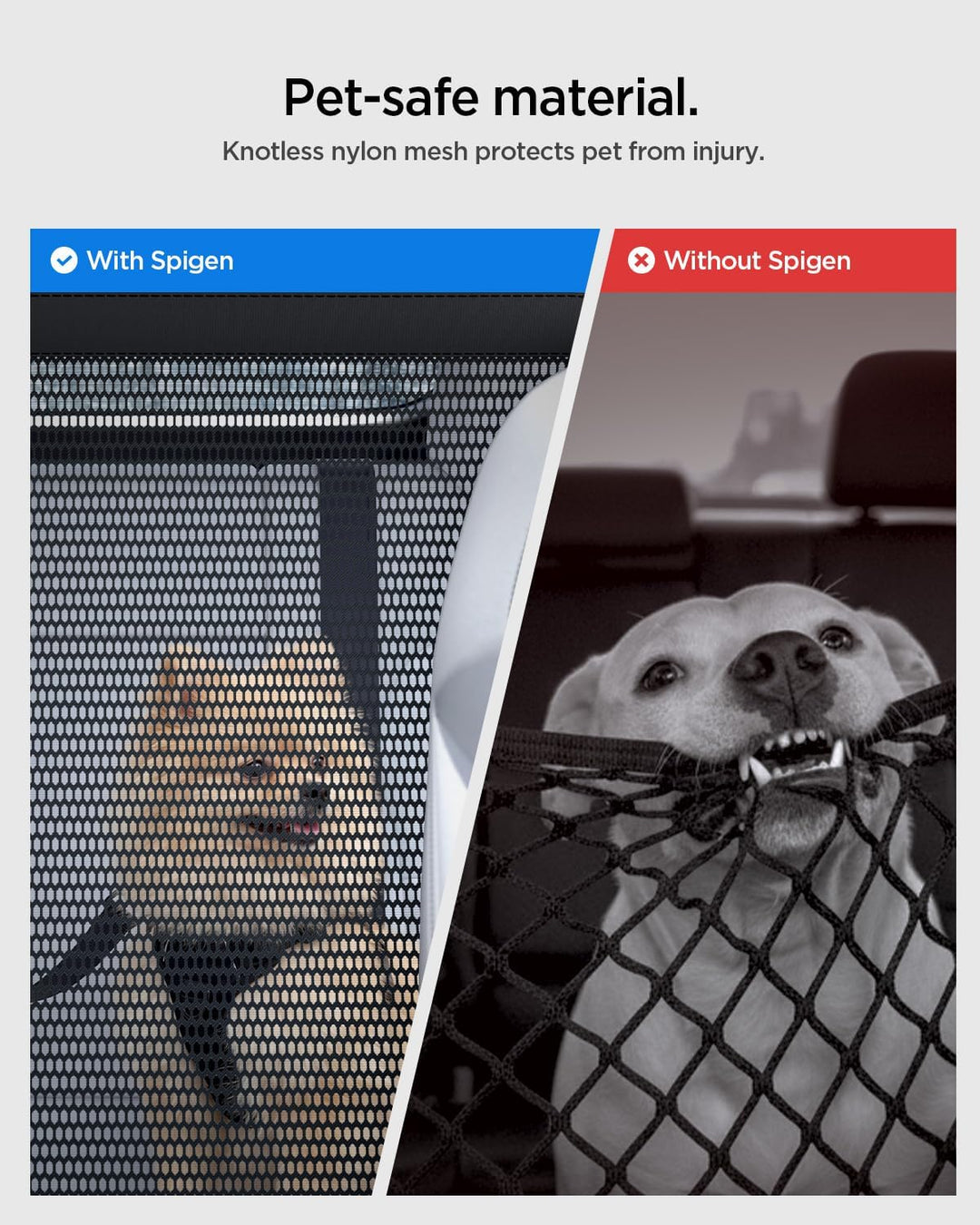Spigen Tesla Model Y/3/X/S Hundegitter Auto, Tierbarriere mit Hartgitter & Haken für Rücksitz-Trenne