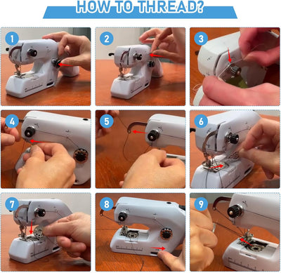 Roadtime Handnähmaschine mit Doppelfaden, Tragbare Elektrische Mini Nähmaschine für Anfänger mit Näh