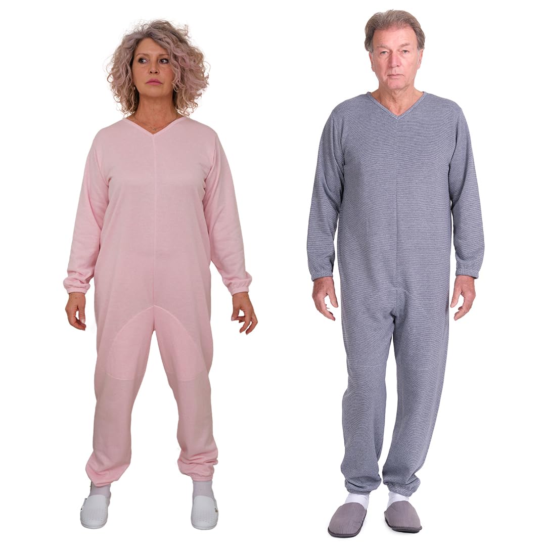 Wintersanitärpyjama mit Rückenreissverschluss - 9014/1 - Für Alzheimer, Inkontinenz, Ältere Männer/F