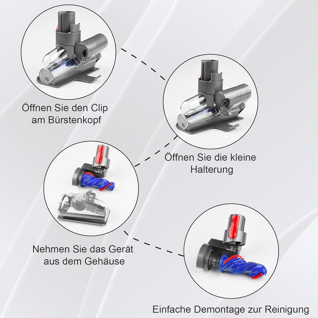 Haardüse Mini Elektrobürste Kompatibel für Dyson V15 V11 V10 V8 V7 für Matratzen, Sofas, Möbel oder
