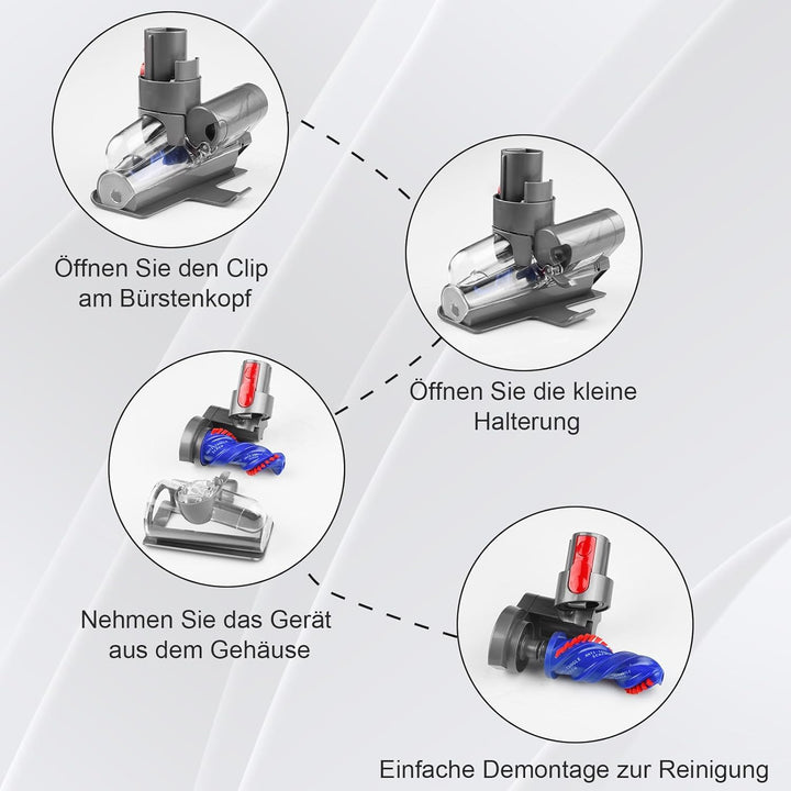 Haardüse Mini Elektrobürste Kompatibel für Dyson V15 V11 V10 V8 V7 für Matratzen, Sofas, Möbel oder