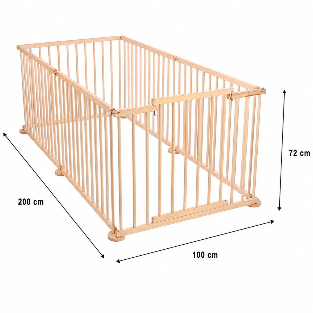 Spec-wood Baby Laufgitter klappbar ink. Tür XXL 92x74 cm aus Buchenholz - Laufstall Baby Holz mit Si