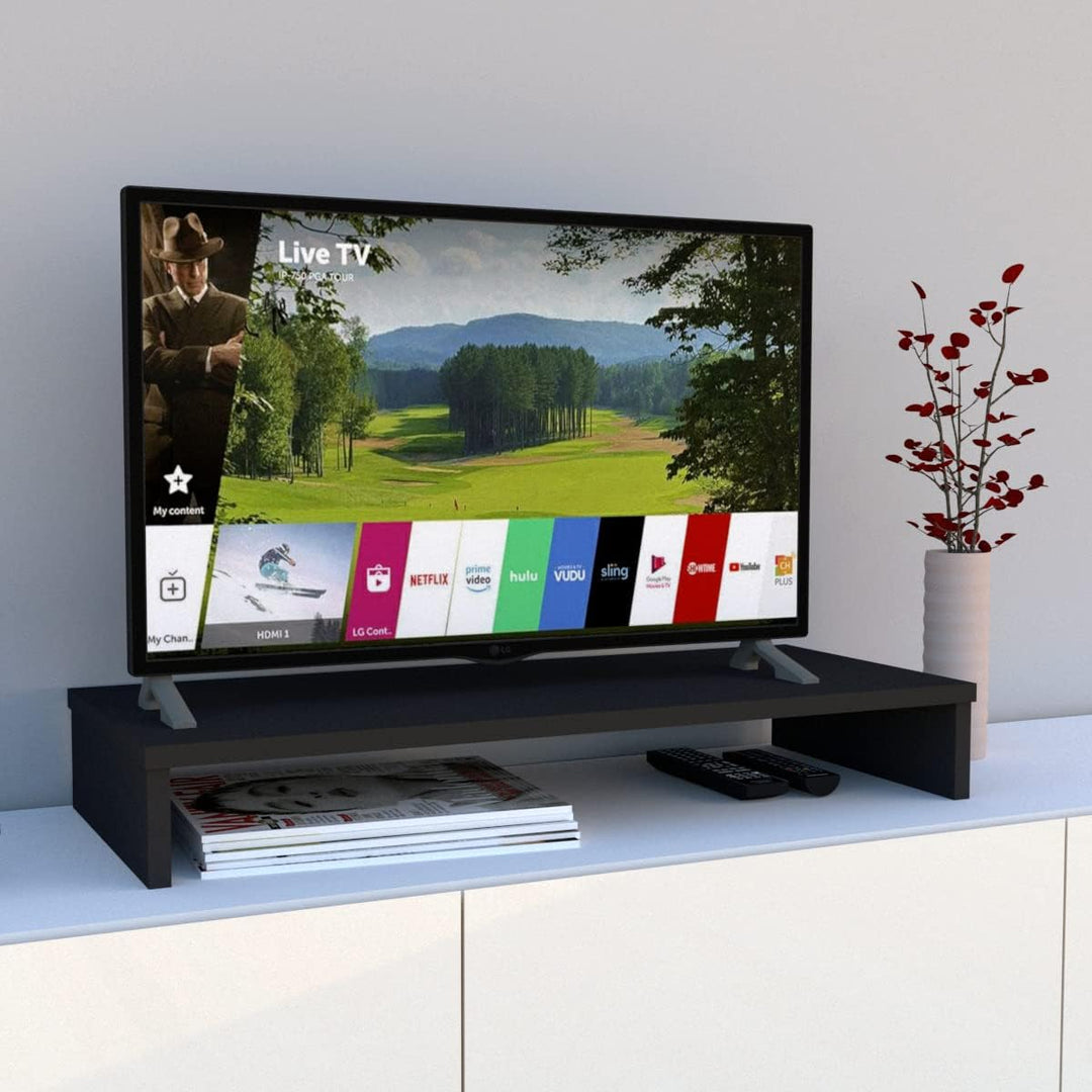 Henor TV-Ständer aus FSC® Holz, TV-Bildschirmerhöhung, 85 x 35 x 12 cm, Tragkraft 50 kg, Graphit 85x