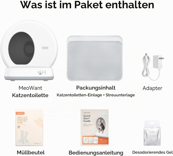 MeoWant Selbstreinigende Katzentoilette Grosses mit App-Steuerung | Automatisches Katzenklo mit Inte
