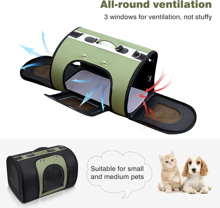 PETCUTE Transporttasche Katze,Faltbare Hundetragetasche Katzentragetasche mit Weicher Matratze,Atmun