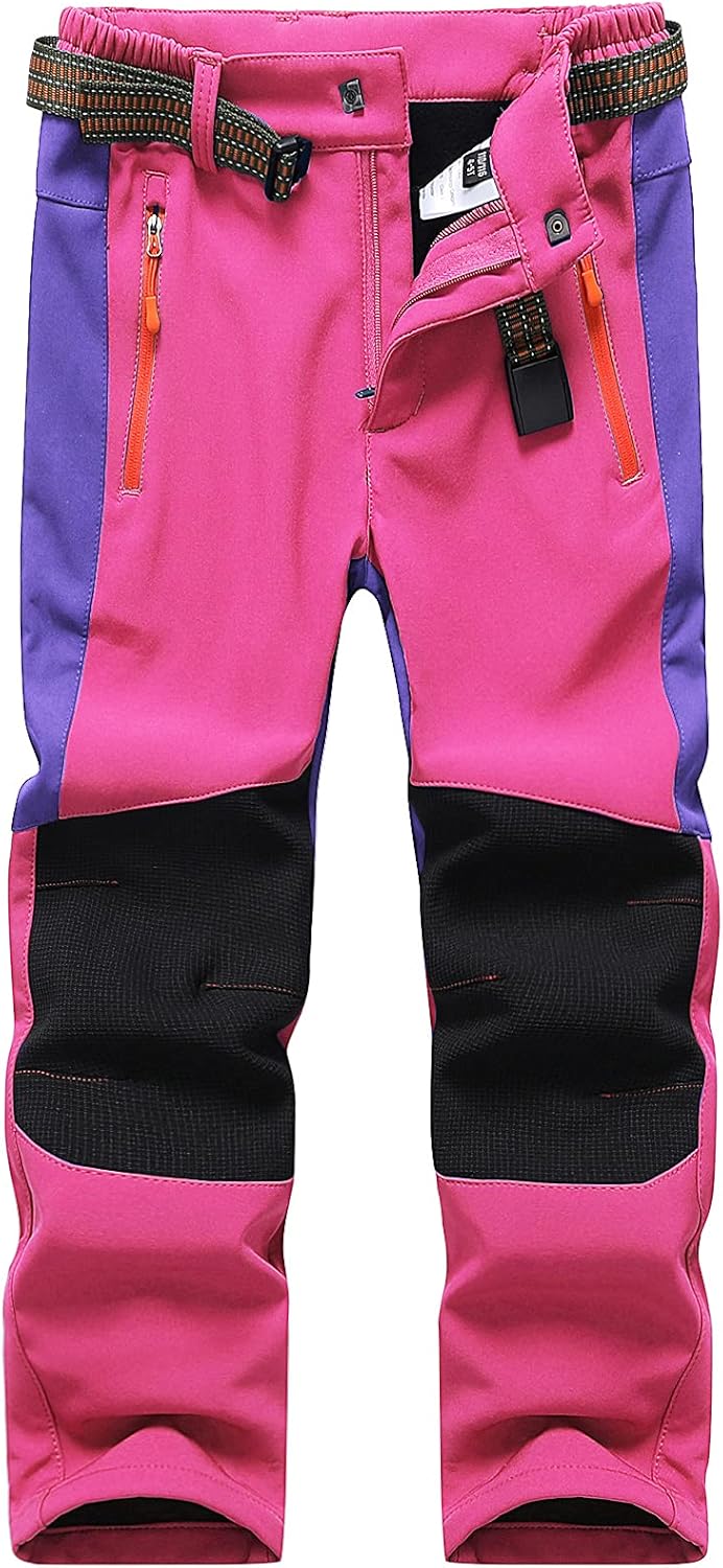 DAFENP Kinder Softshellhose Skihose Warm Gefüttert Thermohose Winter Wasserdicht Winddicht Schneehos