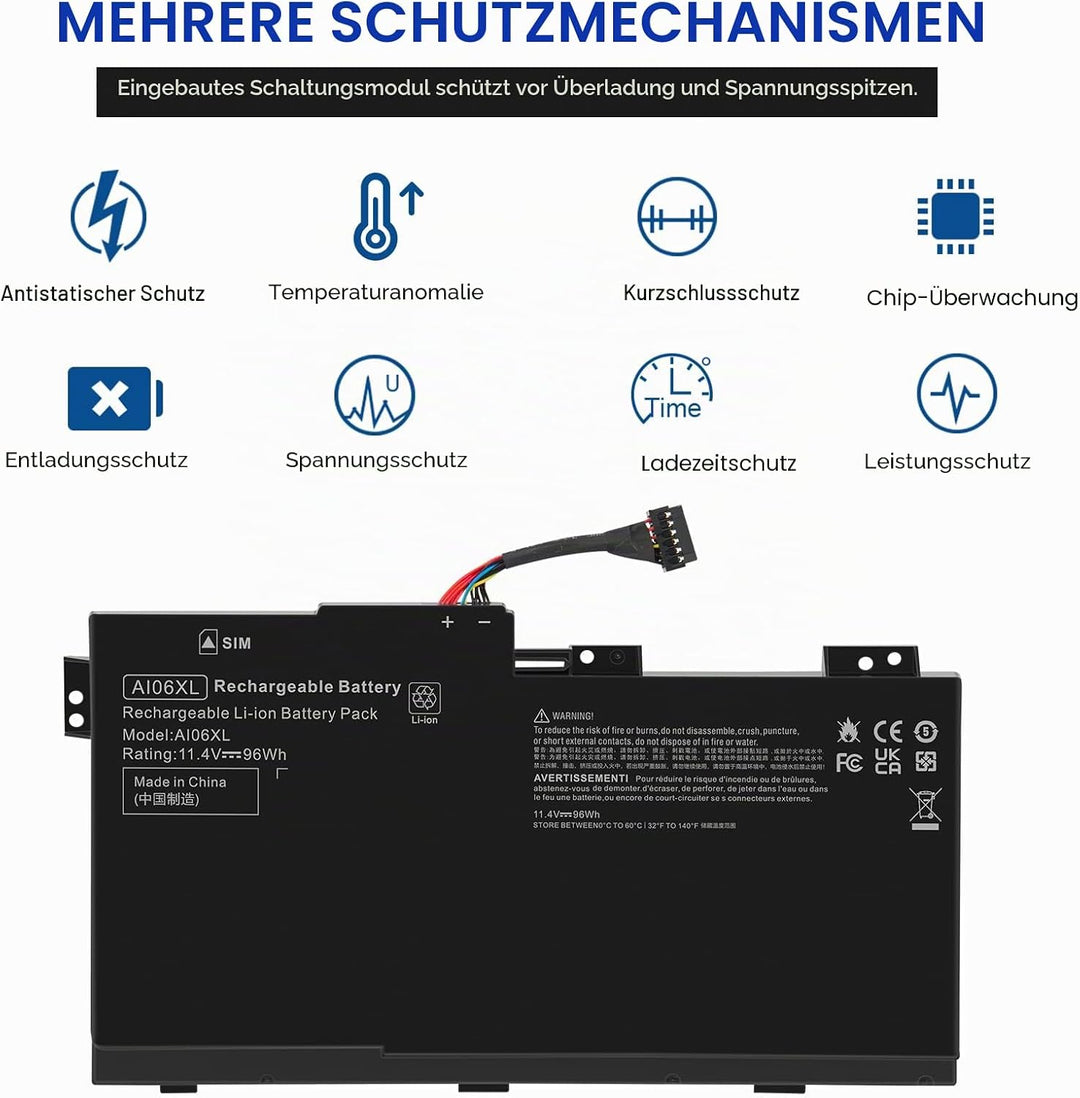 ASUNCELL 96Wh AI06XL Laptop Akku für HSTNN-LB6X HSTNN-C86C 808397-421 808451-001 808451-002 AI06096X