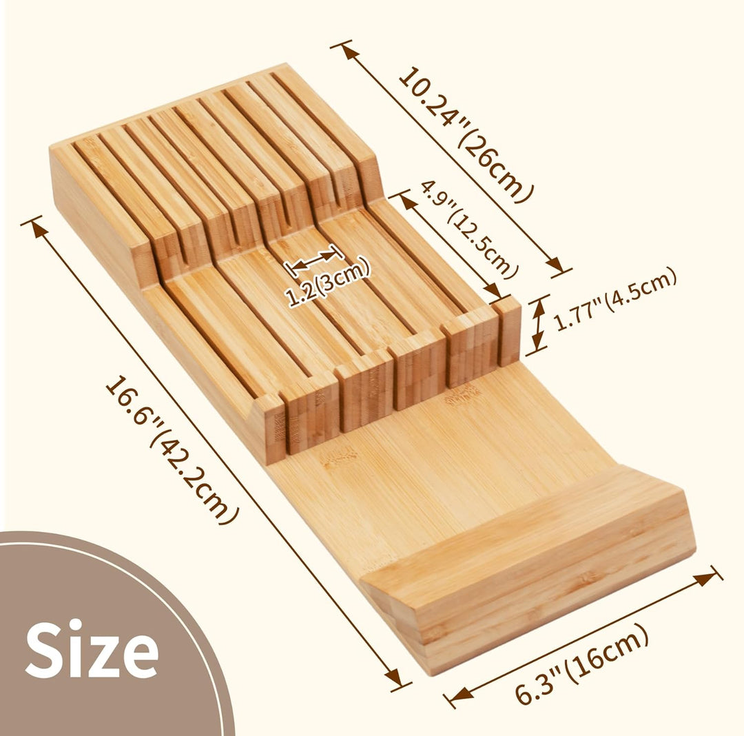 Utoplike Messer Schublade Organizer Bambus Messerblock für Küche, grosser Griff Steak Halter, Fit fü