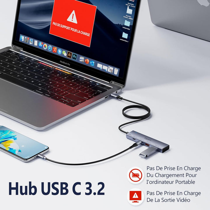 TSUPY USB C Hub 10Gbps, USB c Verteiler mit 2*Type-C 3.2 und 2*Type-A 3.2 Ports, Aluminium USB 3.2 A