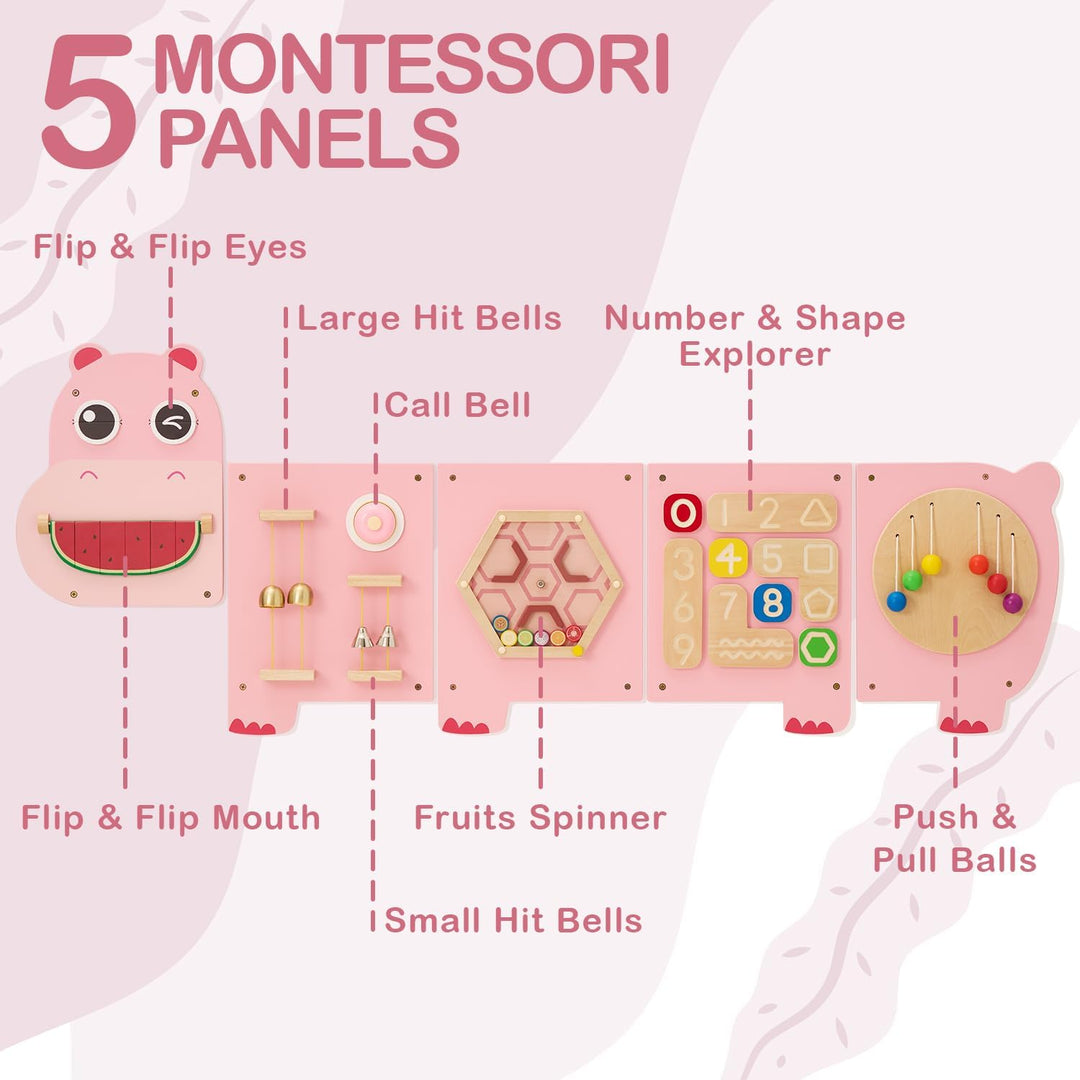 Monläurd® Hippo Montessori Pädagogischer Aktivitätswürfel, sensorisches Wandspielzeug für Kindertage