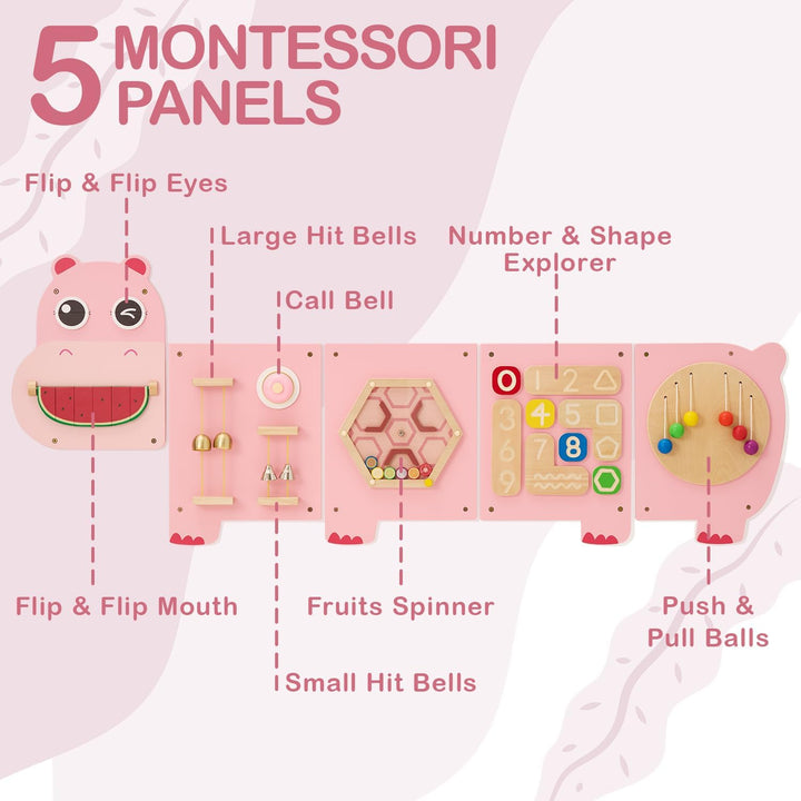 Monläurd® Hippo Montessori Pädagogischer Aktivitätswürfel, sensorisches Wandspielzeug für Kindertage