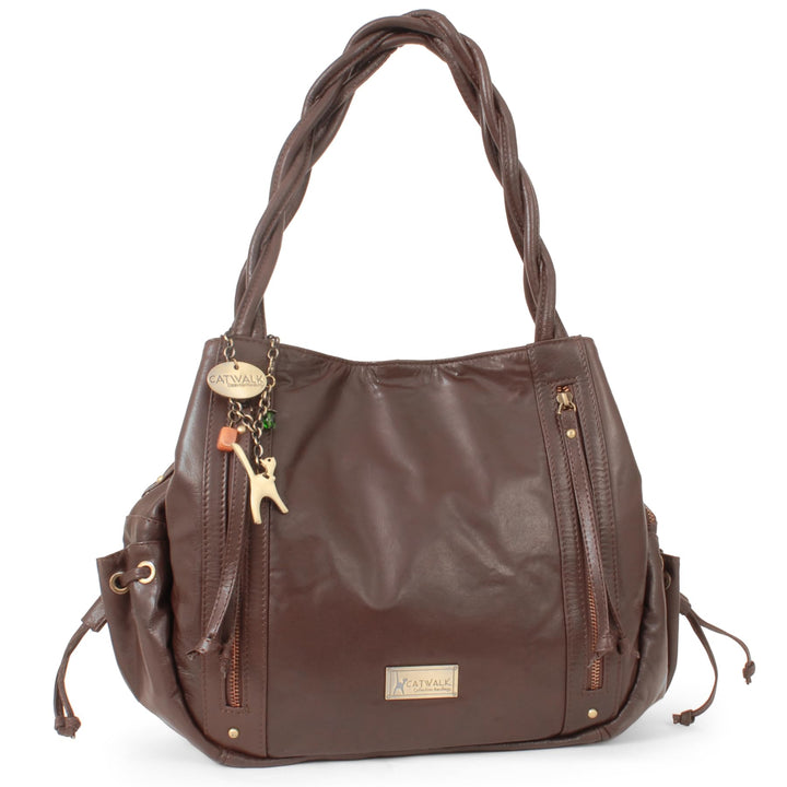 Catwalk Collection Handbags - Leder - Umhängetasche/Shopper/Tote - CAZ Braun, Braun