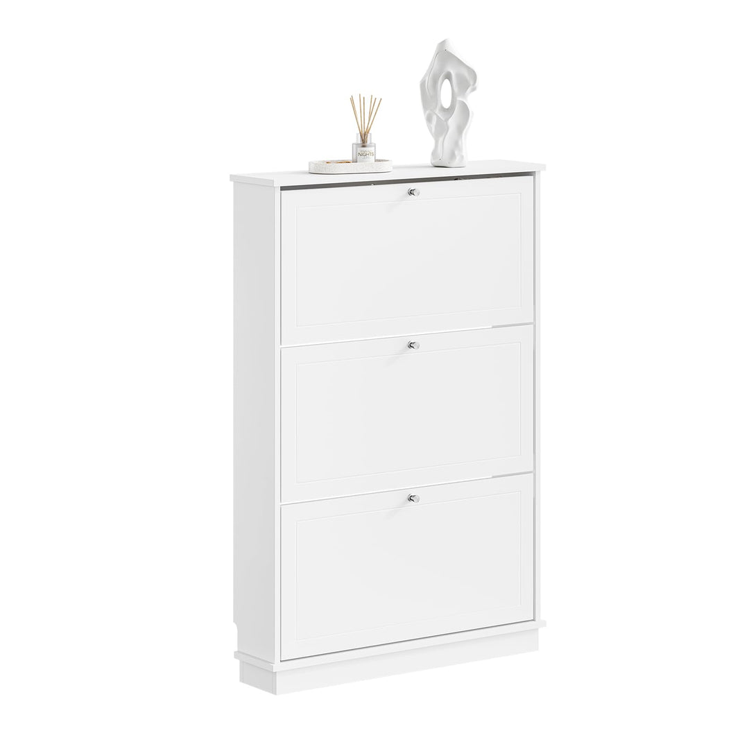 SoBuy Schuhschrank Schmal - Extrem Schmal 18Cm, Passt Grosse Schuhe Bis EU 47, Schmaler Schuhschrank