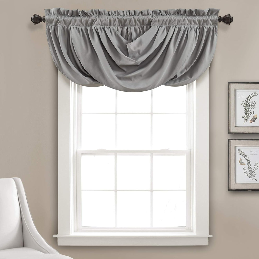 Lush Decor Lucia Faltenvolant | Drapierter weicher gebürsteter Stoff Fenster Küche Vorhang (Einzel),