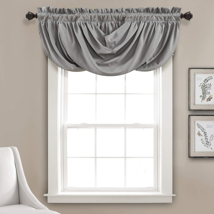 Lush Decor Lucia Faltenvolant | Drapierter weicher gebürsteter Stoff Fenster Küche Vorhang (Einzel),