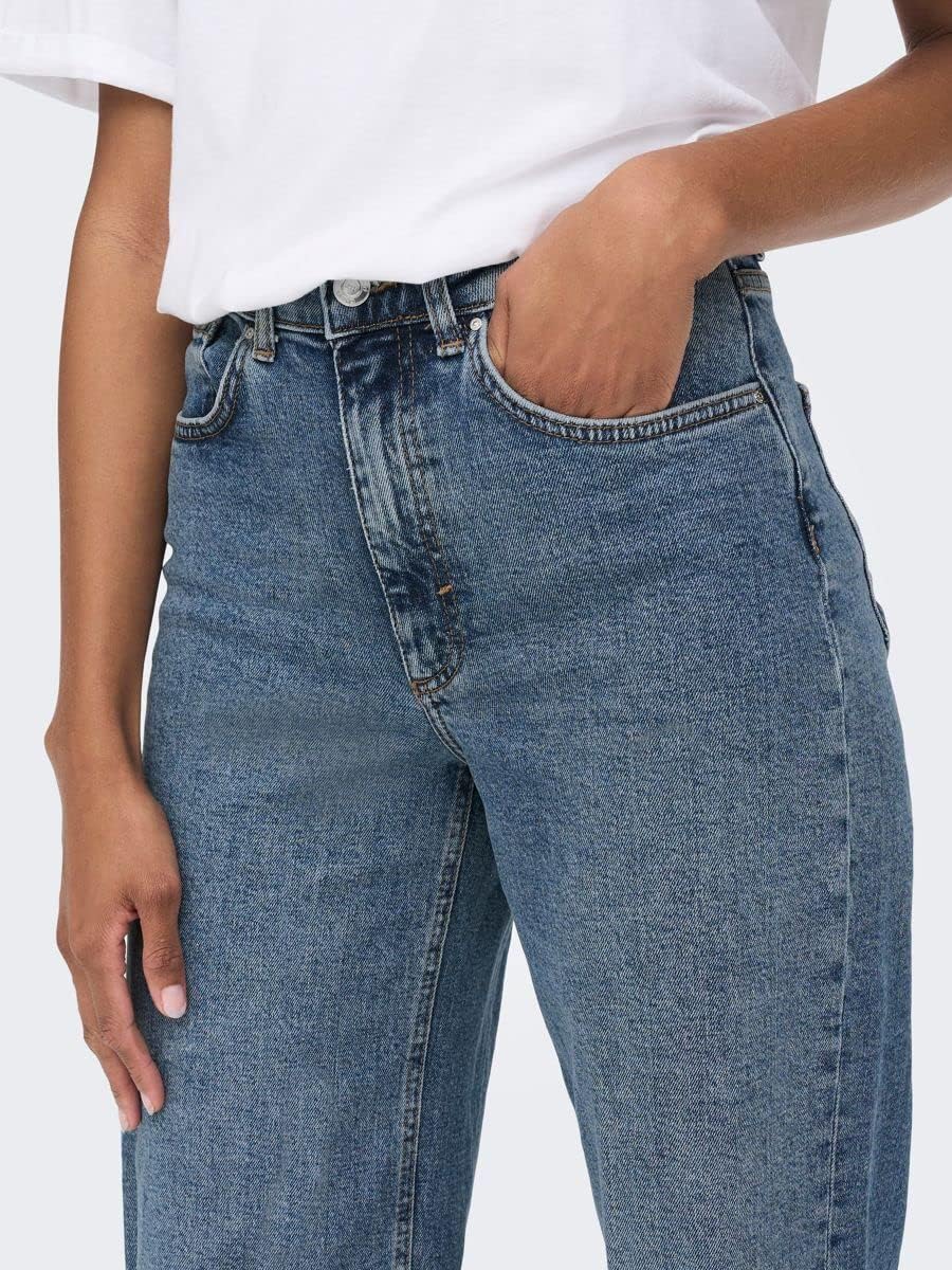 ONLY Damen Jeans 25W / 32L Dark Medium Blue Denim, 25W / 32L Dark Medium Blue Denim