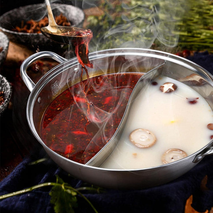 Edelstahl Hot Hotpot Mit Teiler - 2 Seiten ISuppentopf Kochtopf Chinesischer Feuertopf Edelstahltöpf
