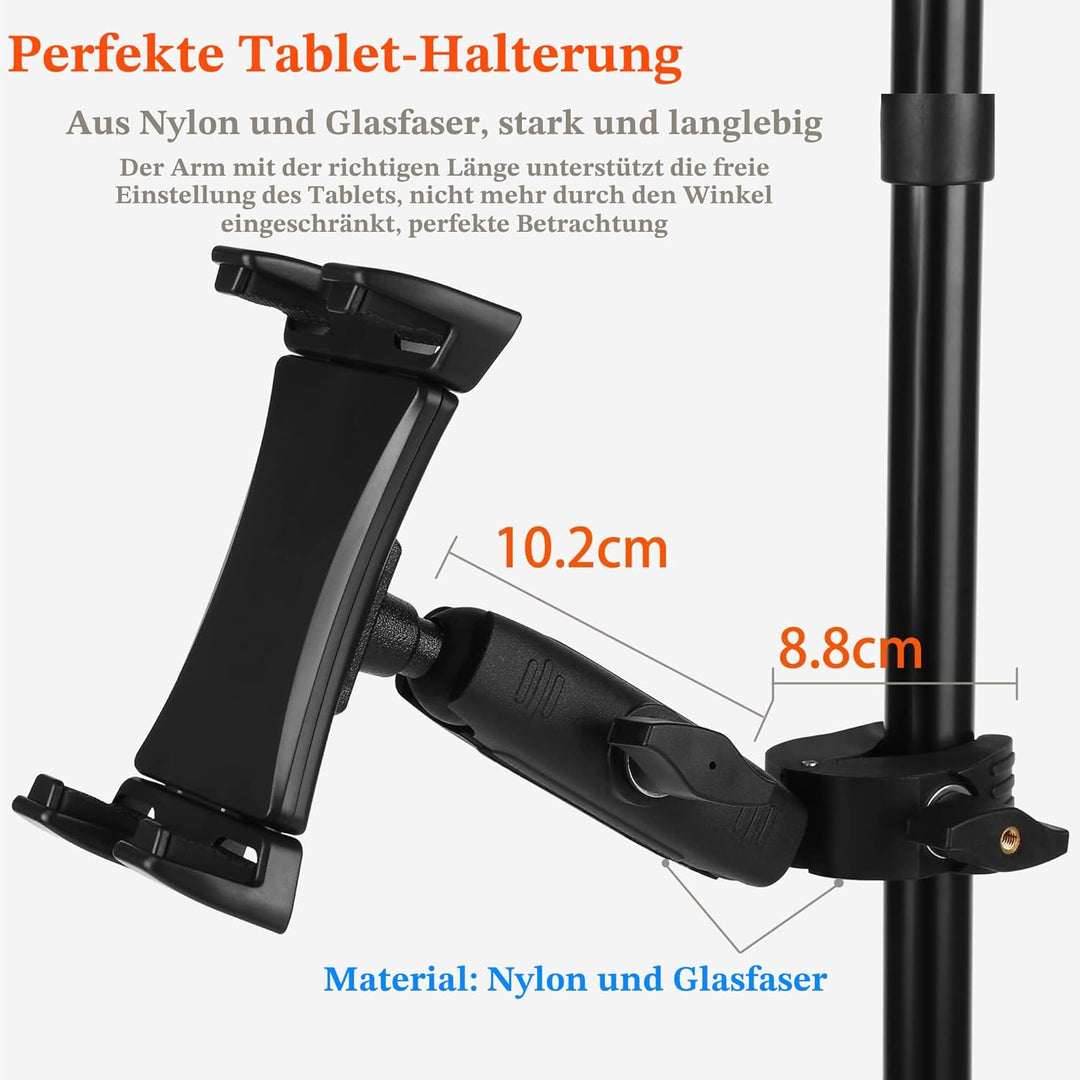 Peastrex IPad Halter für Mikrofonständer Tablet Handyhalterung Mikrofon Notenständer verstellbar dre