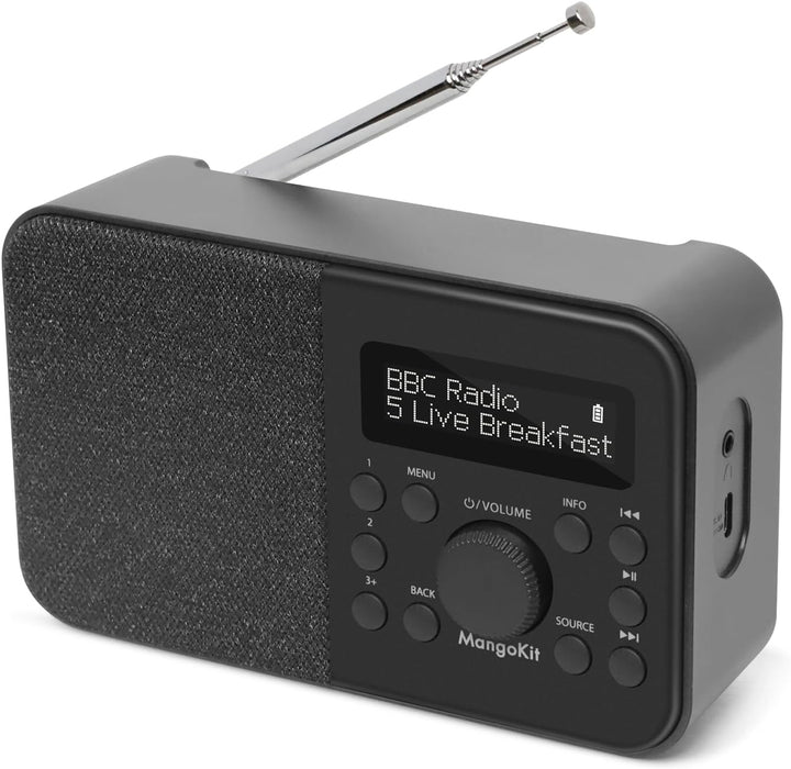 MangoKit PR2S Tragbares DAB+ Digitalradio,Küchen-FM-Radio,Bluetooth-Lautsprecher,Persönliches DAB-Ra