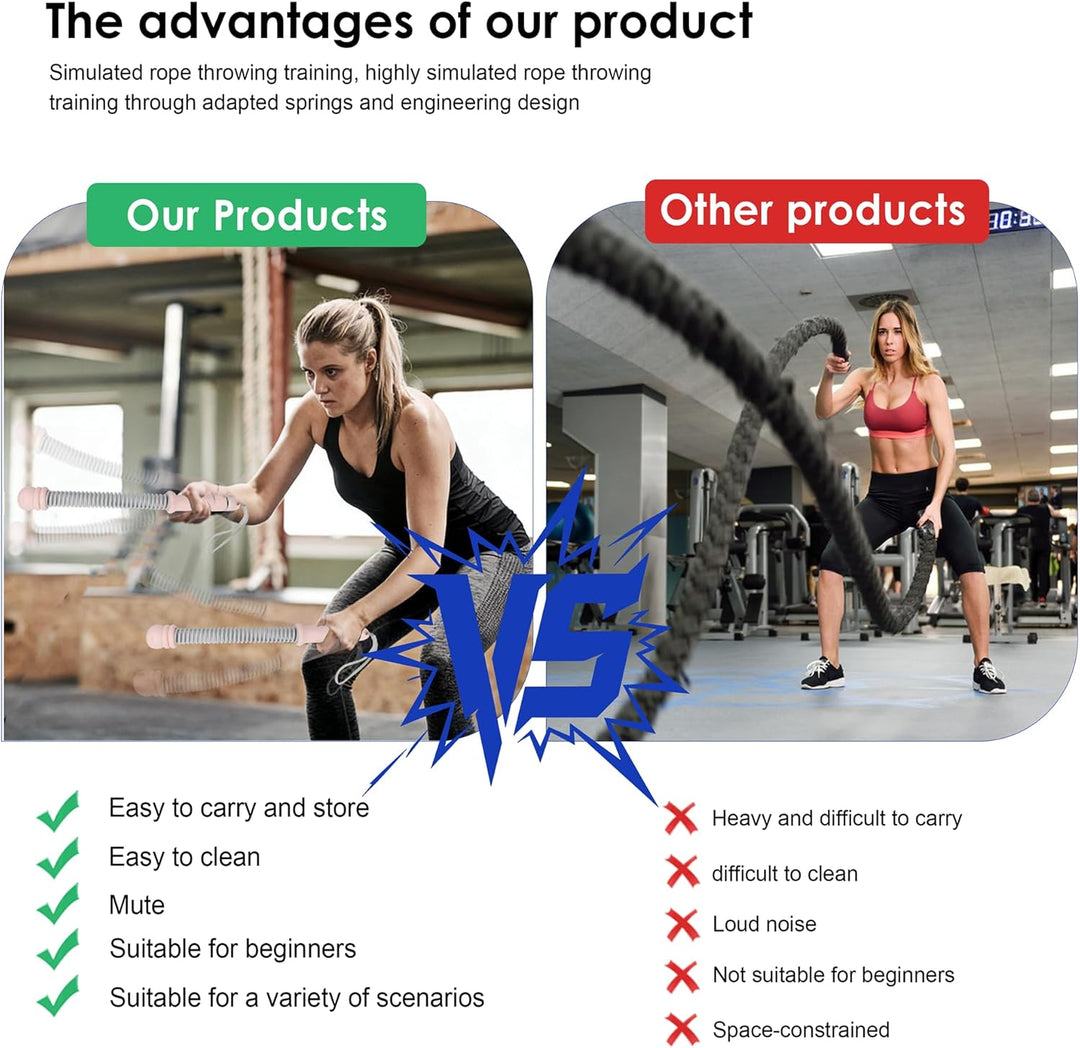 Ropeless Battle Rope Verstellbar, Tragbares Fitnessgerät für Zuhause, Platzsparendes Übungsseil für