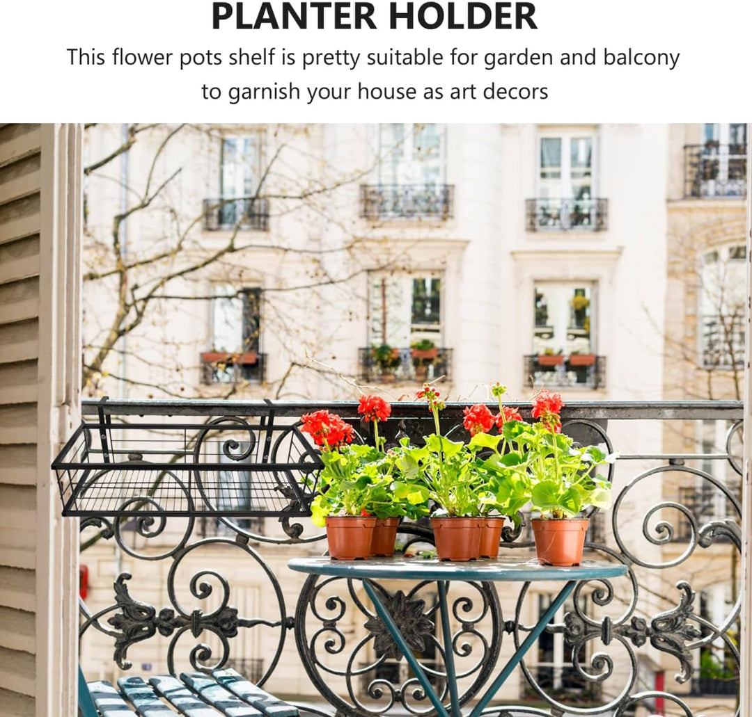 Yardwe Balkon Hängeblumenständer aus Eisen 50cm Geländer Pflanzenhalter für Garten Terrasse Langlebi