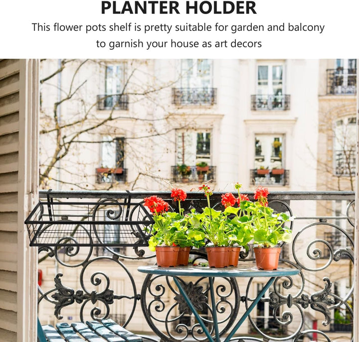 Yardwe Balkon Hängeblumenständer aus Eisen 50cm Geländer Pflanzenhalter für Garten Terrasse Langlebi