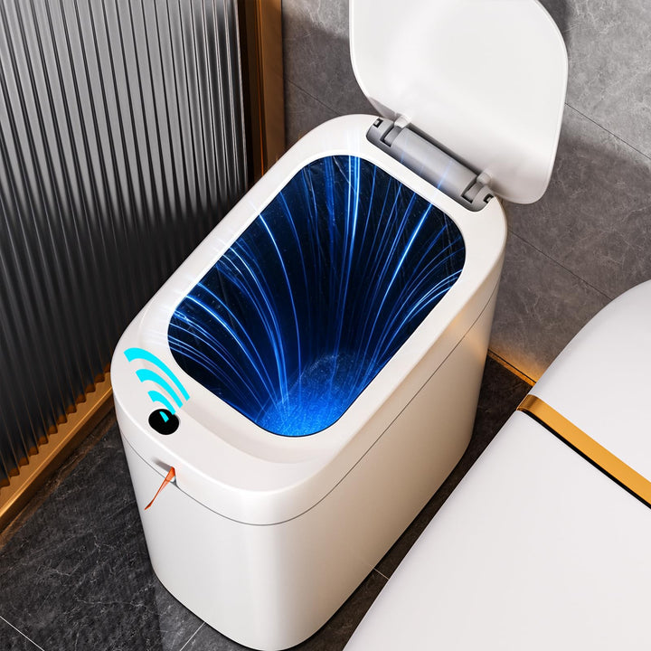 MOPUP Badezimmer-Mülleimer, automatischer Müllbeutel-Mülleimer, 3.5 Gallonen schlanker, smarter klei