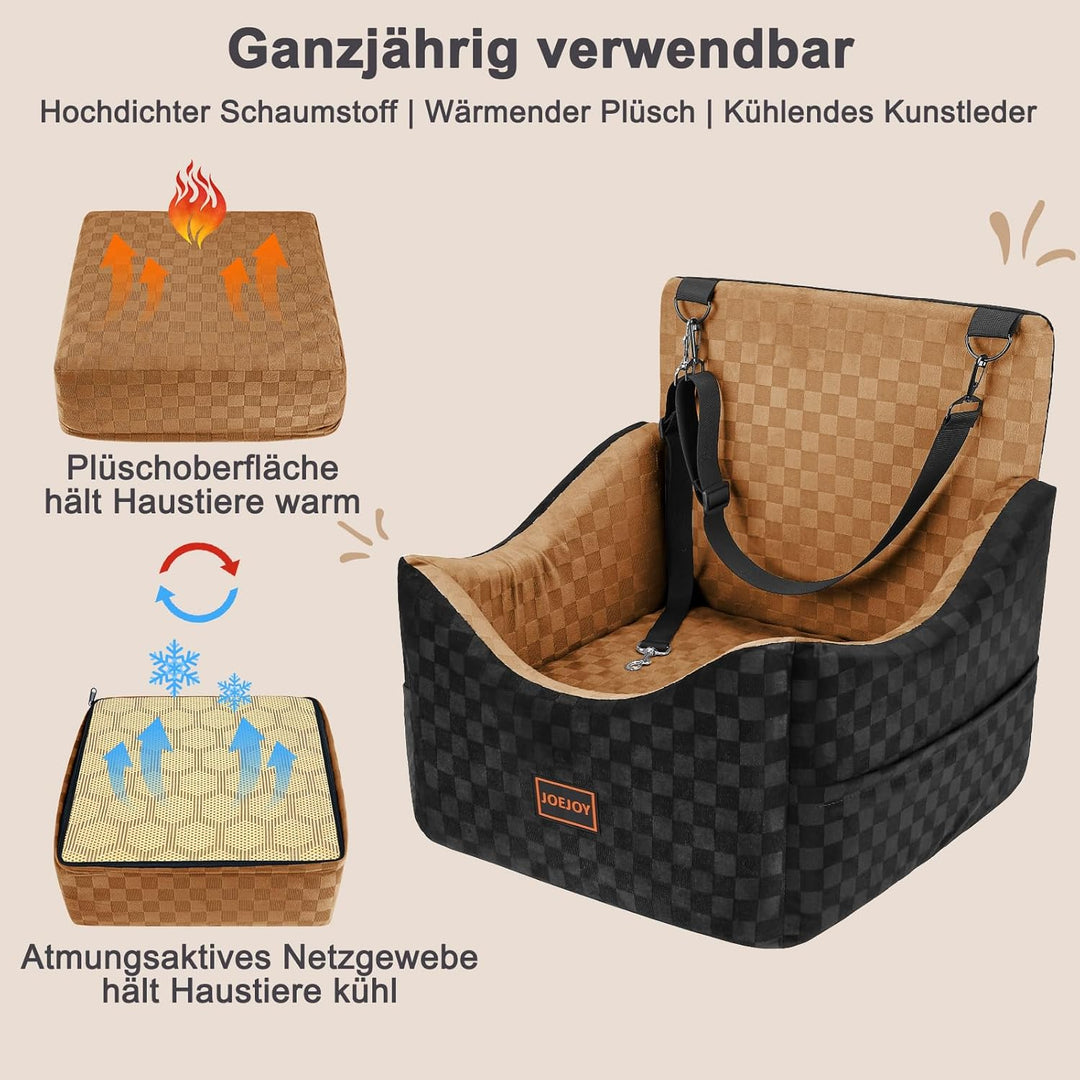 JOEJOY Hunde Autositz für kleine bis mittlere Hunde,Waschbarer Ansteckbare Leine verdickter Memory-S