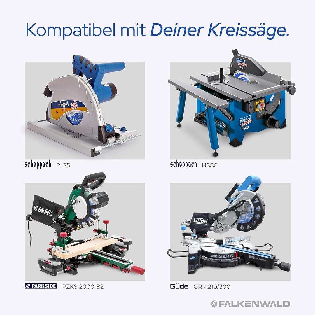 FALKENWALD® Sägeblatt 210x30 mm mit 60 Hartmetall-Zähnen für Holz (Wood) - Kreissägeblatt 210x30 mm