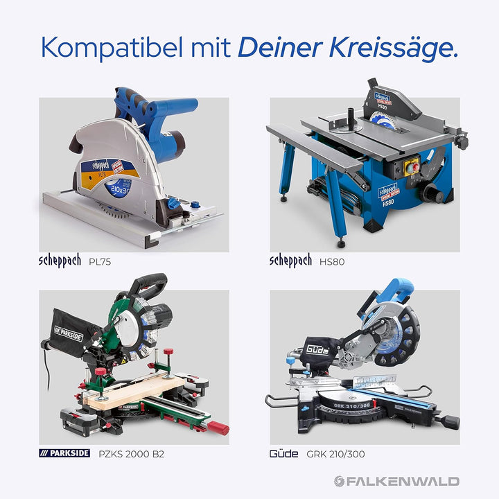 FALKENWALD® Sägeblatt 210x30 mm mit 60 Hartmetall-Zähnen für Holz (Wood) - Kreissägeblatt 210x30 mm