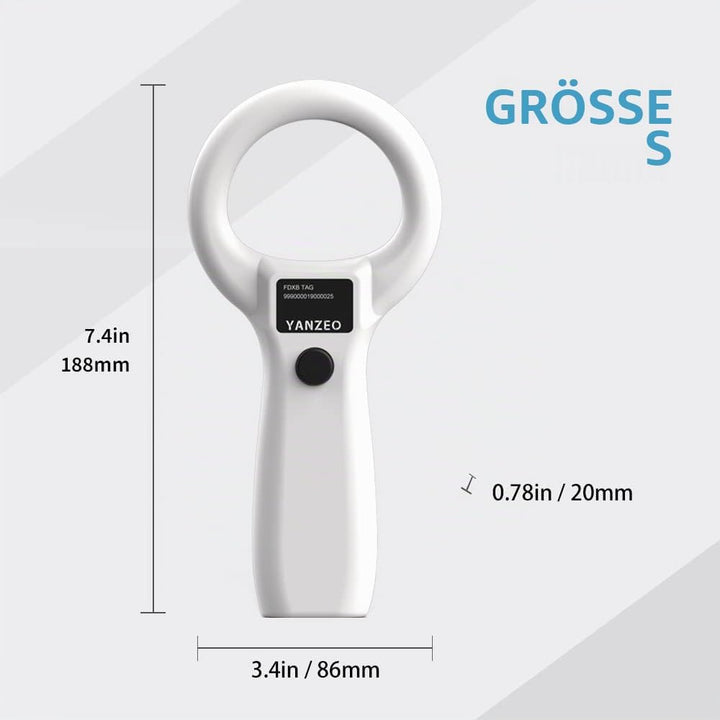 Yanzeo Haustier-Mikrochip-Scanner, RFID EMID Tier Handlesegerät, 134.2kHz Haustier-ID-Scanner wieder