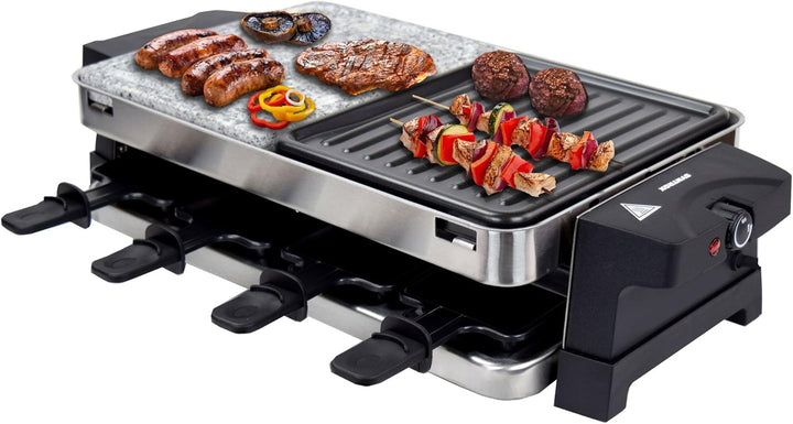 Syntrox Germany Raclette-Grill Bernus, Multifunktionsgrill mit heissen Stein, Edelstahl Raclette, An
