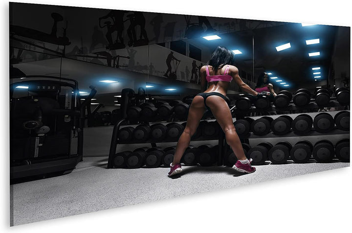 islandburner Bild auf Leinwand Rückansicht des Sexy Junge Brünette Frau Die Ruhe In Der Turnhalle Un