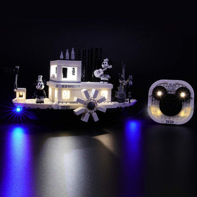 BRIKSMAX Led Beleuchtungsset für Disney Mickey's Steamboat Willie, Kompatibel Mit Lego 21317 Baustei