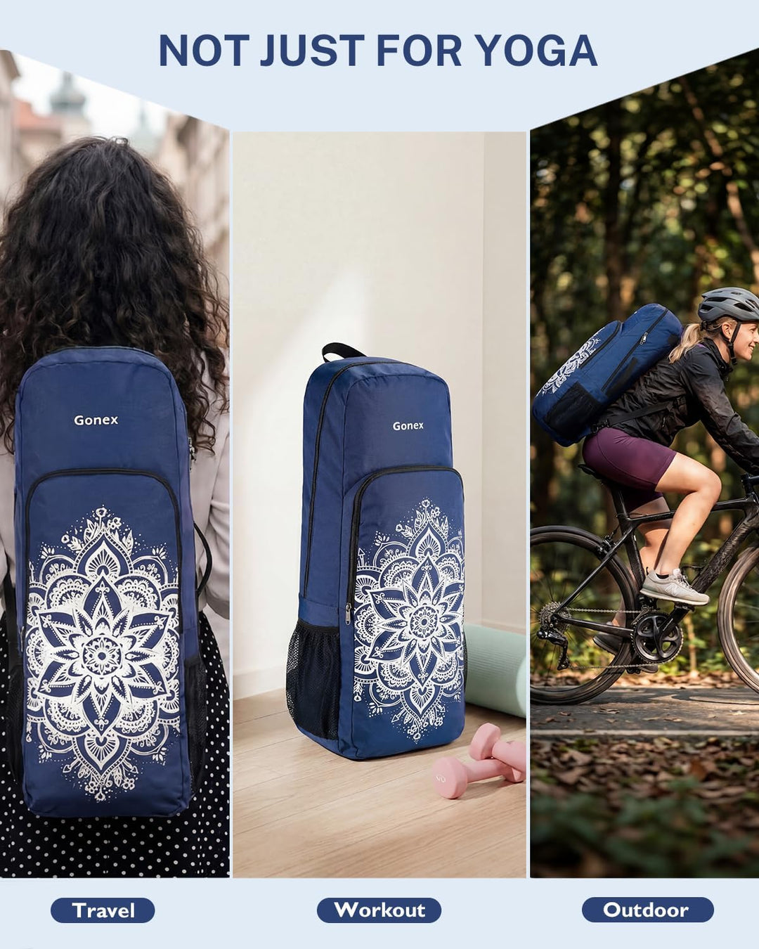 Gonex Yogatasche, Yoga-Rucksack mit Wasserdichter Tasche und Metallreissverschluss, Passend für Matt