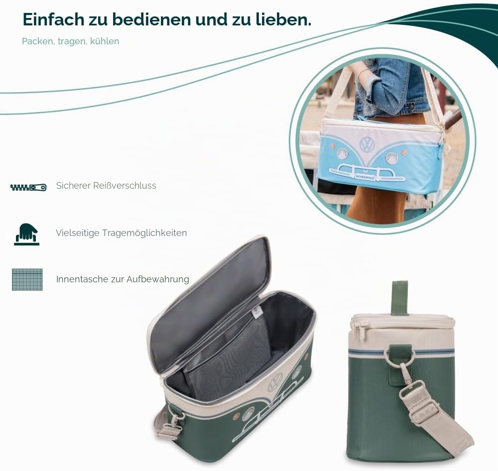 WONDERFOLD VW Parents Konsole Kinderwagen Organizer mit Getränkehalter Wickeltasche Buggy Salbeigrün